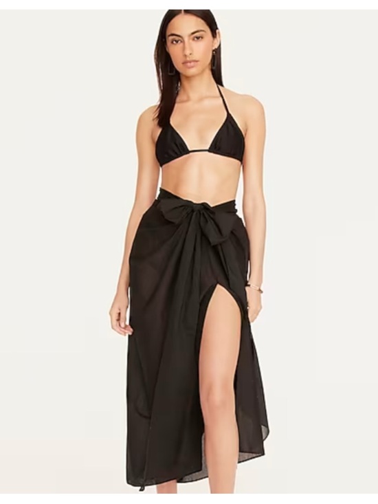 J. Crew Other - J Crew Convertible Beach Sarong Cover-Up Wrap Midi Skirt Black Halter Dress